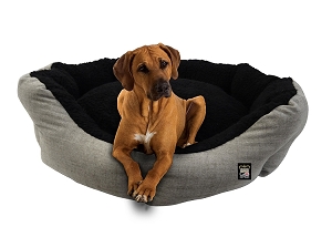 Barkshire Deluxe Oval Dog Basket - Mineral & Black Fleece Various Sizes